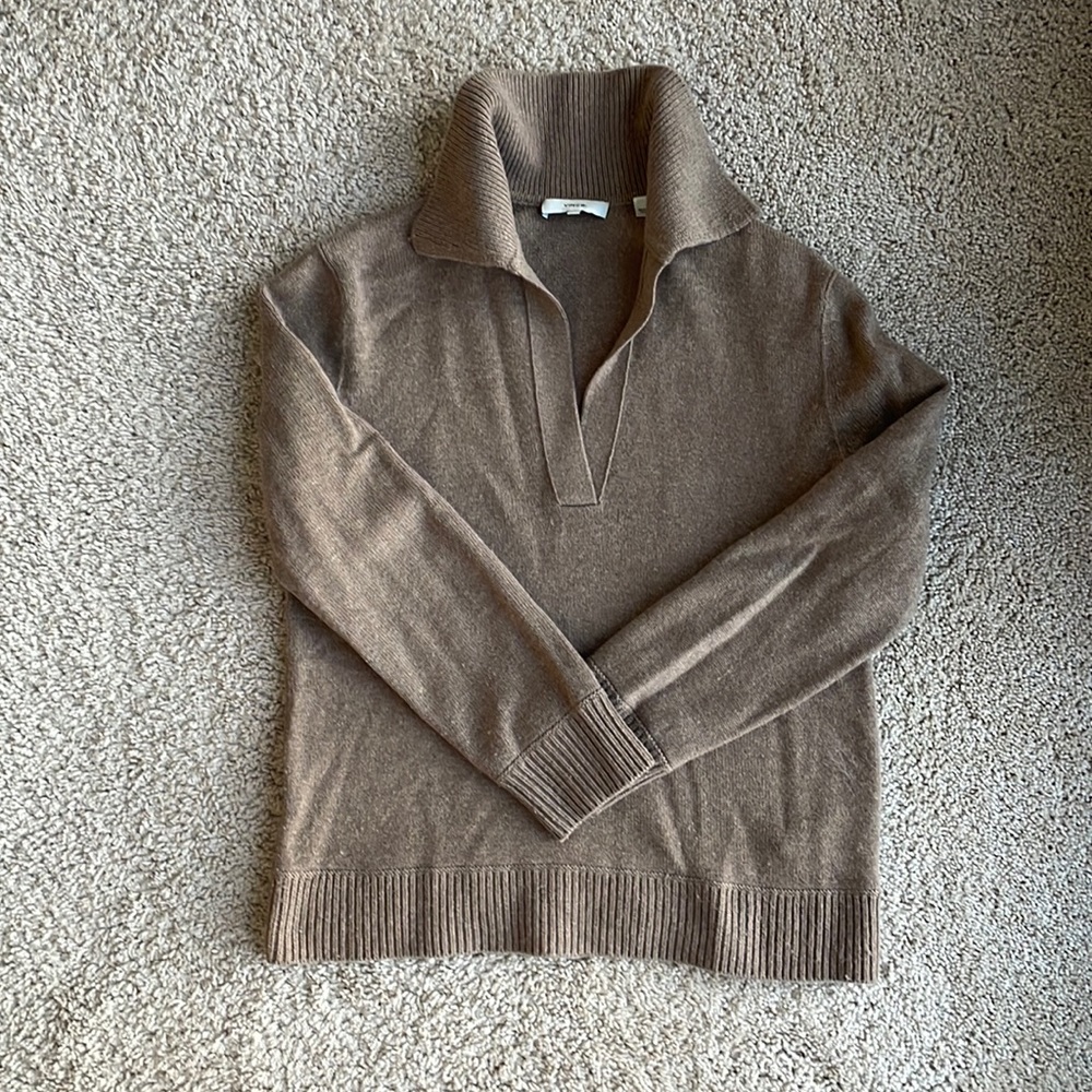 Vince wool/cashmere taupe polo neck sweater (XS)
